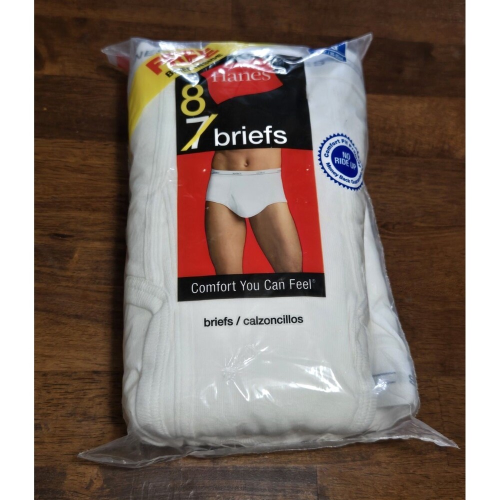 Hanes Men's Briefs Comfort Fit No Ride Up Cotton White 8-Pack L